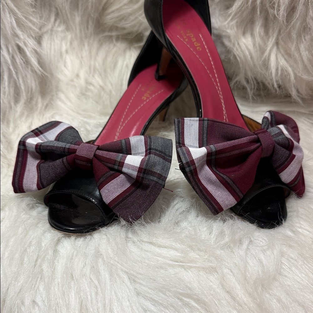 Burgundy Plaid Bow shoe clips